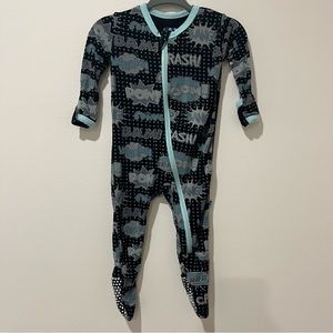 Kickee Pants Midnight Comic Onomatopoeia Print Footie with Zipper
